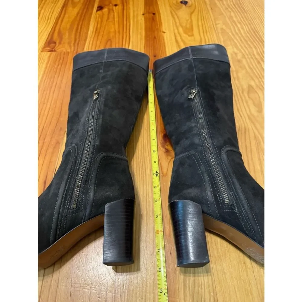 Tory Burch Selma Mid Heel Tall Riding Boots Womens SIZE 8.5M Brown Suede Leather